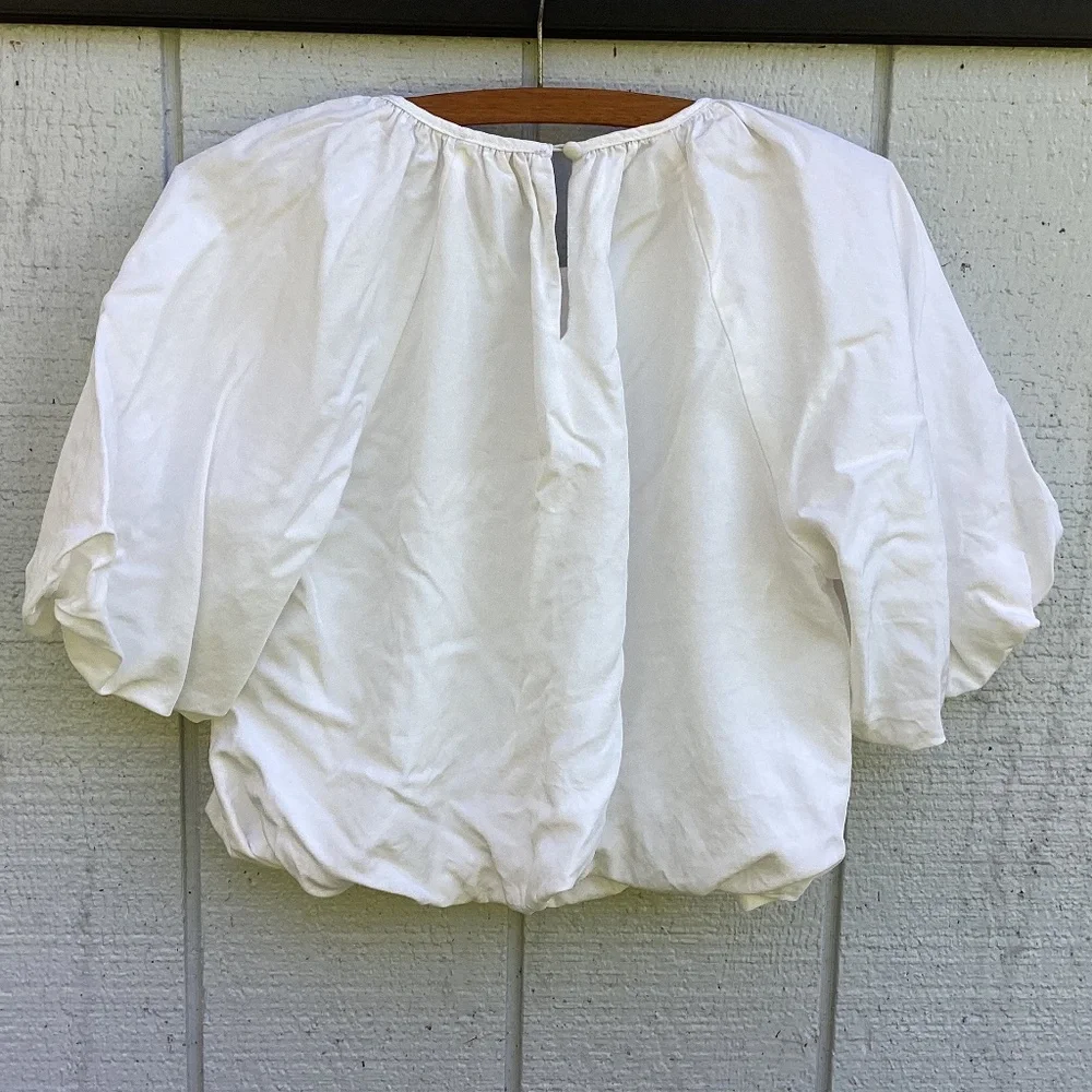 Ciebon crafty linen blend Puff-Sleeve TOP